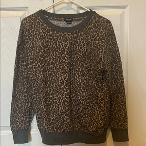 EUC, splendid, women’s, leopard print LS lounge top, gray ribbed hemming